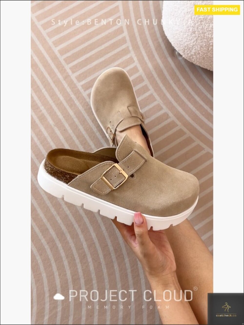 Leather Platform Clogs Memory Foam Arch Support Cork Footbed Chunky Mules - Picture 6 of 7